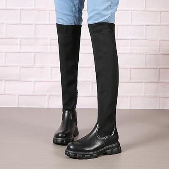 Women's Over The Knee Platform Thigh High Boots Round Toe Size 8US /39CN - Picture 1 of 15